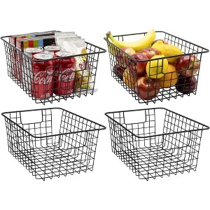 Sorbus 4 Pack Metal Wire Storage Cabinet Baskets, Kitchen Pantry Organizer - Storage Bins for Home, Bathroom, Laundry Room, Closet Organization - 1 of 4