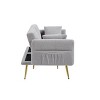 Modern Teddy Upholstered Loveseat Sleeper Sofa - Adjustable Backrest (4 Angles) with Foldable Armrests, 600lb Capacity for Living Room - 3 of 4