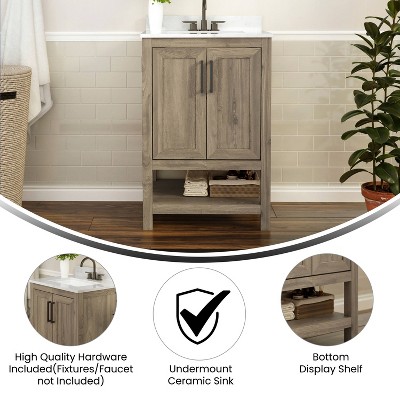 Vivien 25" Brown Composite Bathroom Vanity with Stone Top