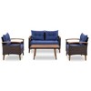 Bigget Wood Outdoor Rattan 4 Piece Patio Furniture Seating Conversation Set - 4 of 4