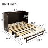 Queen Size Vintage Murphy Bed with Storage Drawer, Solid Pine Wood Cabinet Bed with Rattan Decoration for Guest Room-Baofuwish - 4 of 4
