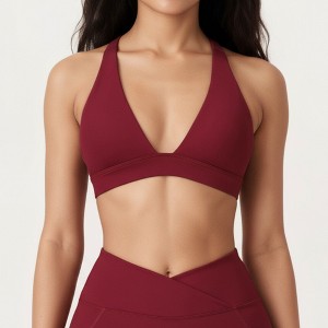 Anna-Kaci Active Women's V-Neck Halter Sports Bra with Wide Band and Supportive Stretch Fit - 1 of 4