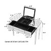 ModernLuxe Mirrored Makeup Vanity Desk with Crushed Diamond Inlay, Silver Dressing Table with Flip-Top Mirror, Glass Console Table with Drawers - 3 of 4