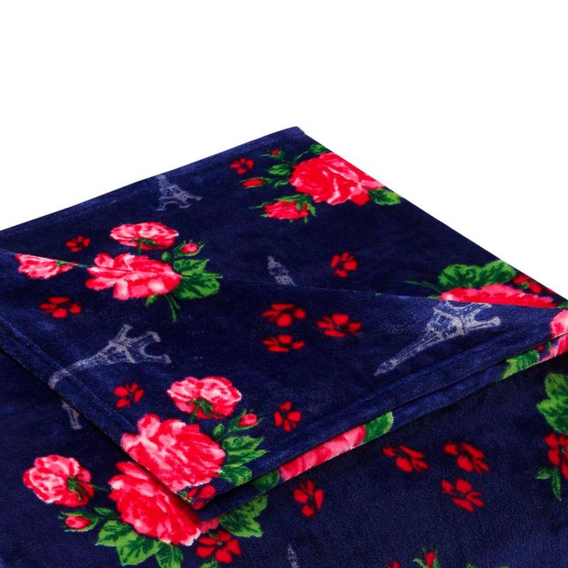 Floral Print Plush Bed Blanket - Betseyville, 3 of 8