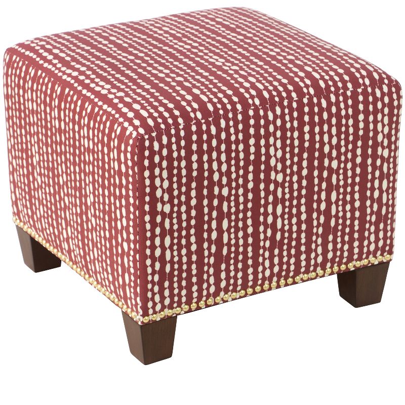 Skyline Furniture Square Nail Button Ottoman - L-e Dot Holiday Red Oga, 3 of 6