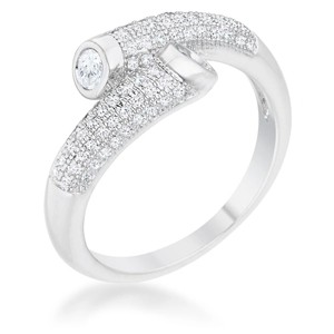 Slickblue Stylish 0.62ct Cubic Zirconia Rhodium-Plated Wrap Ring for Women, Pave Setting, Contemporary Design, Size 5-10 - 1 of 4
