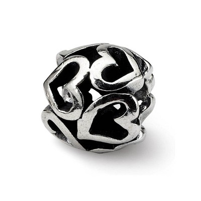 Black Bow Jewelry Sterling Silver Open Heart Bead Charm