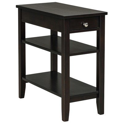 Costway 3-tier Side End Table With Drawer Double Shelf Narrow ...
