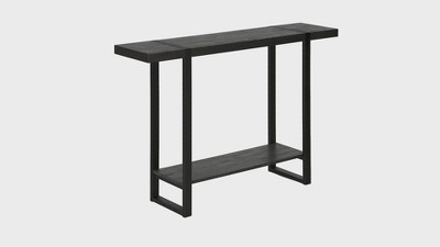Black Rectangular Wood and Metal Console Table with Storage