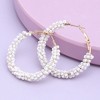 SOHI Women's Daisy White Beaded Hoop Earrings - 2 of 4