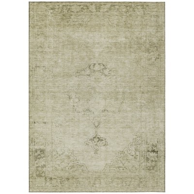 Beige Taupe And Brown Oriental Washable Indoor Outdoor Area Rug