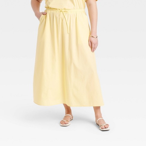 Women's Midi A-Line Skirt - A New Day™ Yellow 4X