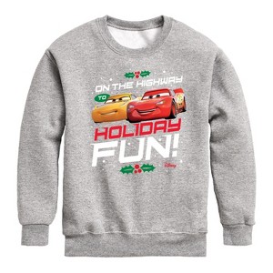 Boys' - Disney - On The Highway To Holiday Fun Graphic Long Sleeve Fleece Sweatshirt - 1 of 4