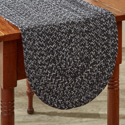 Pepper Black and Gray Braided Cotton Table Runner 15" x 36"