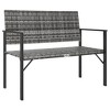 vidaXL 2-Seater Patio Bench Gray Poly Rattan - 2 of 4