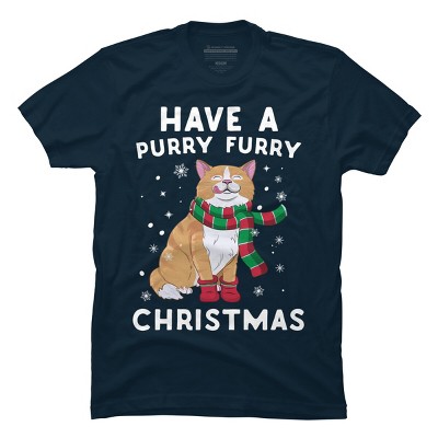 Men's Design By Humans Have A Purry Furry Christmas Cat By Freshoutlook T-Shirt