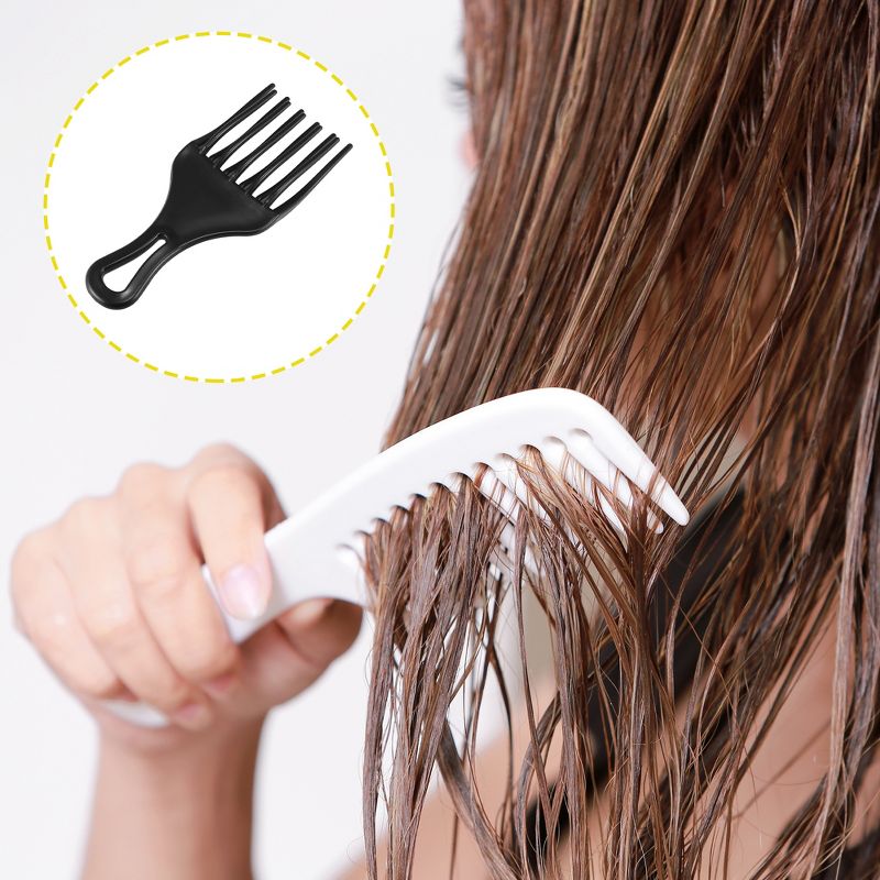 Unique Bargains Afro Hair Pick Comb Hair Fork Comb Hairdressing Styling Tool for Curly Hair for Men Women Plastic, 4 of 5