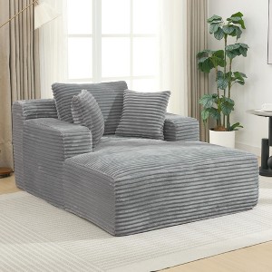 48.8" Chaise Lounge Sofa Bed Upholstered Sleeper Couch with Three Pillows, Full-Compressed-- Frevyn - 1 of 4