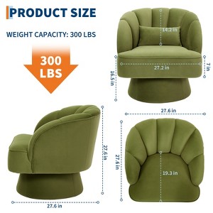 Swivel barrel armchair, 360 degree velvet upholstered armchair with striped backrest, ergonomic design, suitable for living room bedroom backyard etc - 1 of 4