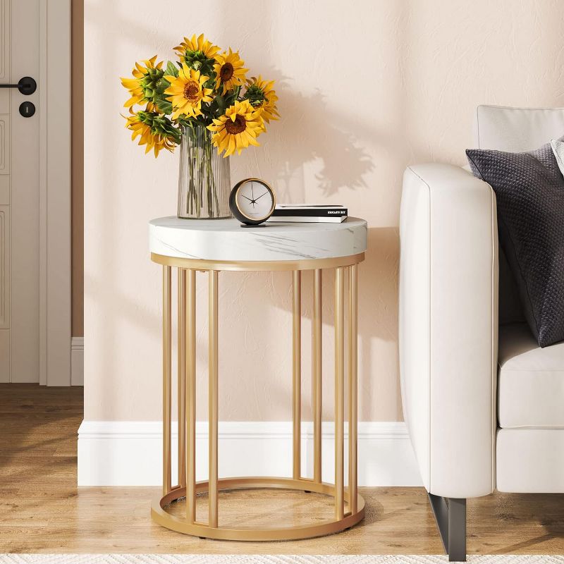 Tribesigns Wooden Circle C Round Accent Table, 3 of 6