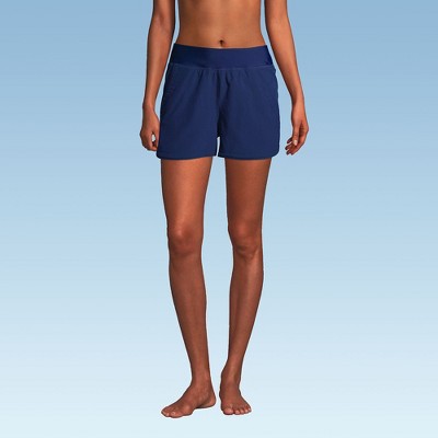 Lands' End Women's 3" Quick Dry Elastic Waist Board Shorts Swim Cover-up Shorts with Panty