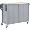 Chery Life 54.3 Inch Width White Kitchen Island Cart with Solid Wood Top and Locking Wheels, 4 Door Cabinet and Two Drawers,Spice Rack, Towel Rack - 3 of 4