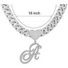 Silver Cuban Link Chain Necklace for Women - Iced Out Initial Pendant with Heart, Custom Name Hip Hop Jewelry Gift - 2 of 4