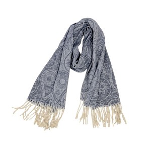 Anna-Kaci Women's Jacquard Knit Scarf with Tassel Fringe and Bohemian Floral Pattern 78.5×26 Inches - 1 of 4