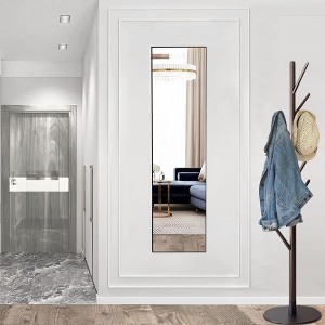 SEVOBAL Full Length Mirrors Floor Standing Mirror, Wall Mirror with Stand Aluminum Alloy Thin Frame, Black, 16"*59"*11" - 1 of 4