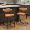 HomeRoots Set of Two 25" Brown and Black Faux Leather and Steel Low Back Counter Height Bar Chairs - 2 of 4