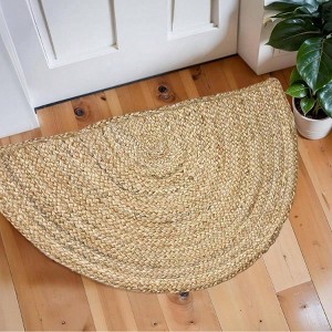 Hand Woven Jute Braided Rug 18x30 Inch Half Round Vintage Boho Reversible Doormat Entryway Farmhouse - 1 of 4