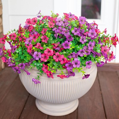 Artificial Flowers for Outdoor Indoor Garden Home Decoration, Faux Flower Daisy with Eucalyptus Leaves Fake Plants Greenery Boxwood Porch Patio