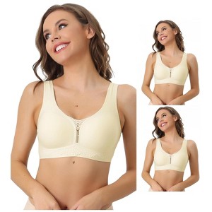 INSPIRE CHIC Women's Wirefree Lightly Breathable Workout Yoga Exercise Comfort Sports Bras 3 Packs - 1 of 4