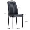 Set of 6 Modern Dining Chairs with Faux Leather Upholstered Seat and Metal Legs, Black/White-ModernLuxe - 3 of 4