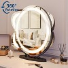 19'' Round Lighted Vanity Mirror with 3 Color Dimmable LED, Smart Touch Control & 360 Rotation Makeup Mirror for Bedroom, Dressing Room, Tabletop - 3 of 4