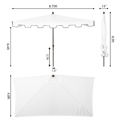 Sidney 9 ft. White Aluminum MidCentury Patio Umbrella with Crank