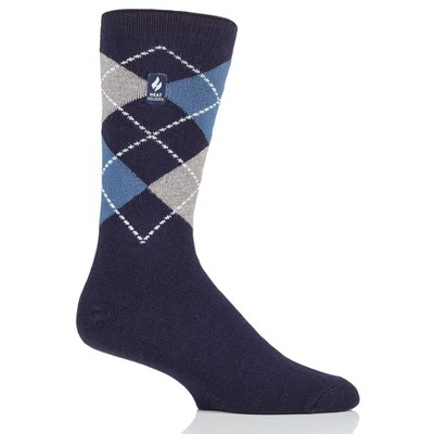 Heat Holders® Men's Jake ULTRA LITE™ Argyle Crew Socks | Thermal Yarn | Lightweight Winter Socks Tight Fit Shoes | Warm + Soft, Hiking, Cabin, Cozy at Home Socks | 3X Warmer Than Cotton