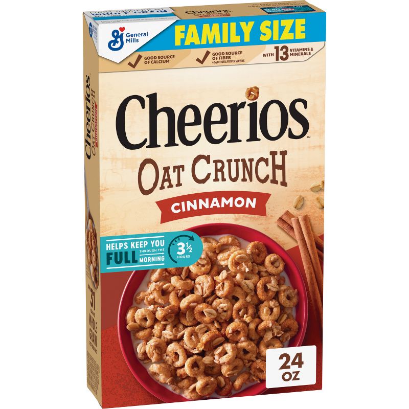 General Mills Family Size Cheerios Oat Crunch Cinnamon Cereal - 24oz, 1 of 12
