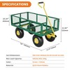 Garden Cart Heavy Duty Folding Yard Cart with 10"Multi-Terrain Tires,4 Removable Mesh Sides,180° Swivel Handle Metal Wagon for Lawn,Yard,Patio,Farm - 3 of 4
