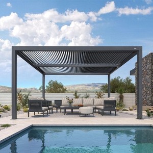 PURPLE LEAF Louvered Pergola Outdoor Aluminum Pergola with Adjustable Roof for Deck Backyard Garden Grey Hardtop Gazebo - 1 of 4