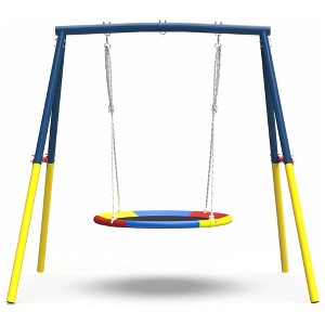 BABYYER Flying Saucer Swing Set, with Heavy Duty Full Steel A-Frame Stand, 440 lbs Capacity, Outdoor Playground Equipment for Kids and Adults - 1 of 4