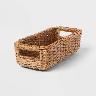 Braided Seagrass Media Bin - Brightroom™: Handwoven Khaki Storage Basket, Rectangle, Nest Seal Certified