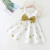 MyKids-USA Baby Girls Polka Dot Pattern Sleeveless Round Collar Dress With Bow Decoration - 4 of 4