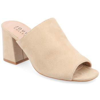 Journee Collection Womens Adelaide Peep Toe Slip On Block Heel Sandals