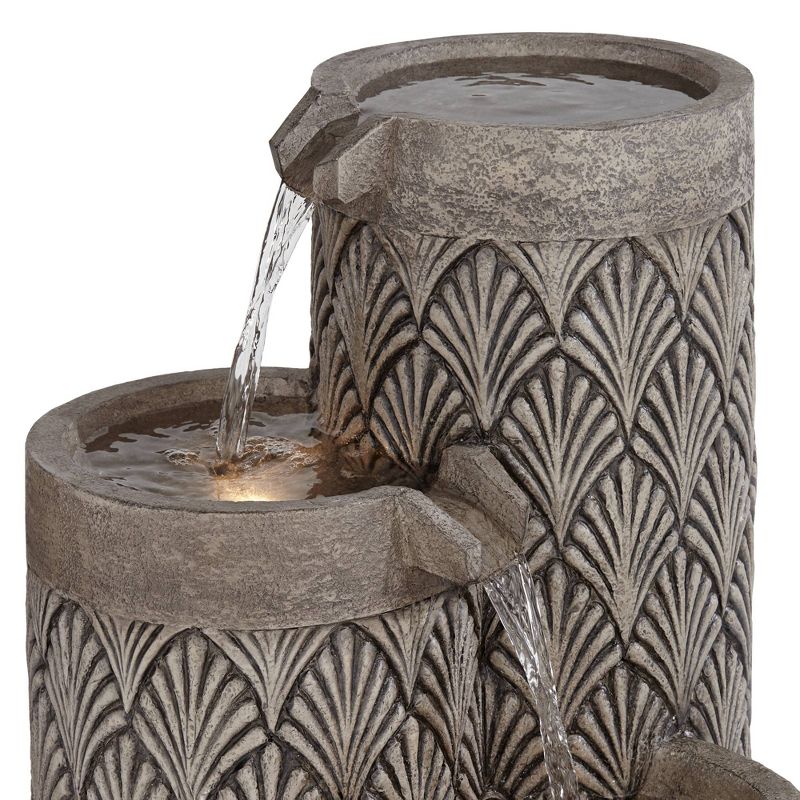 John Timberland Havara Rustic 3-Tier Cascading Columns Outdoor Floor Water Fountain with LED Light 26" for Yard Garden Patio Home Deck, 4 of 11