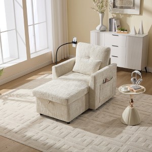 Lyngins Modern Chenille Chaise Lounge Recliner Chair with Phone Stand & Storage,Leisure Sofa Chair for Living Room,Bedroom - 1 of 4