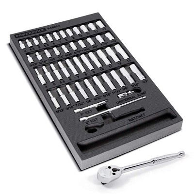 Powerbuilt 47 Piece Pro Tech 1/4 in. Dr. SAE & Metric Socket Set