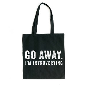 City Creek Prints Go Away I'm Introverting Canvas Tote Bag - 15x16 - Black - 1 of 2