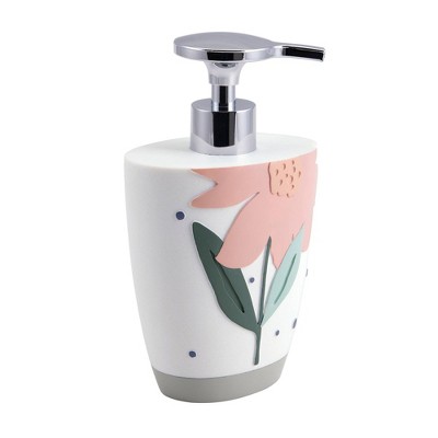 Summer Flower White and Multicolor Resin Kids' Bathroom Set