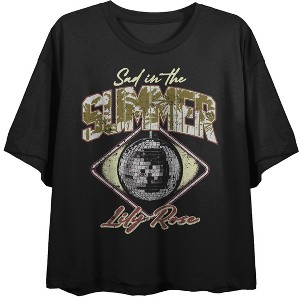 Lily Rose Surf In The Summer Tour Crew Neck Short Sleeve Women's Black Crop Top - 1 of 4